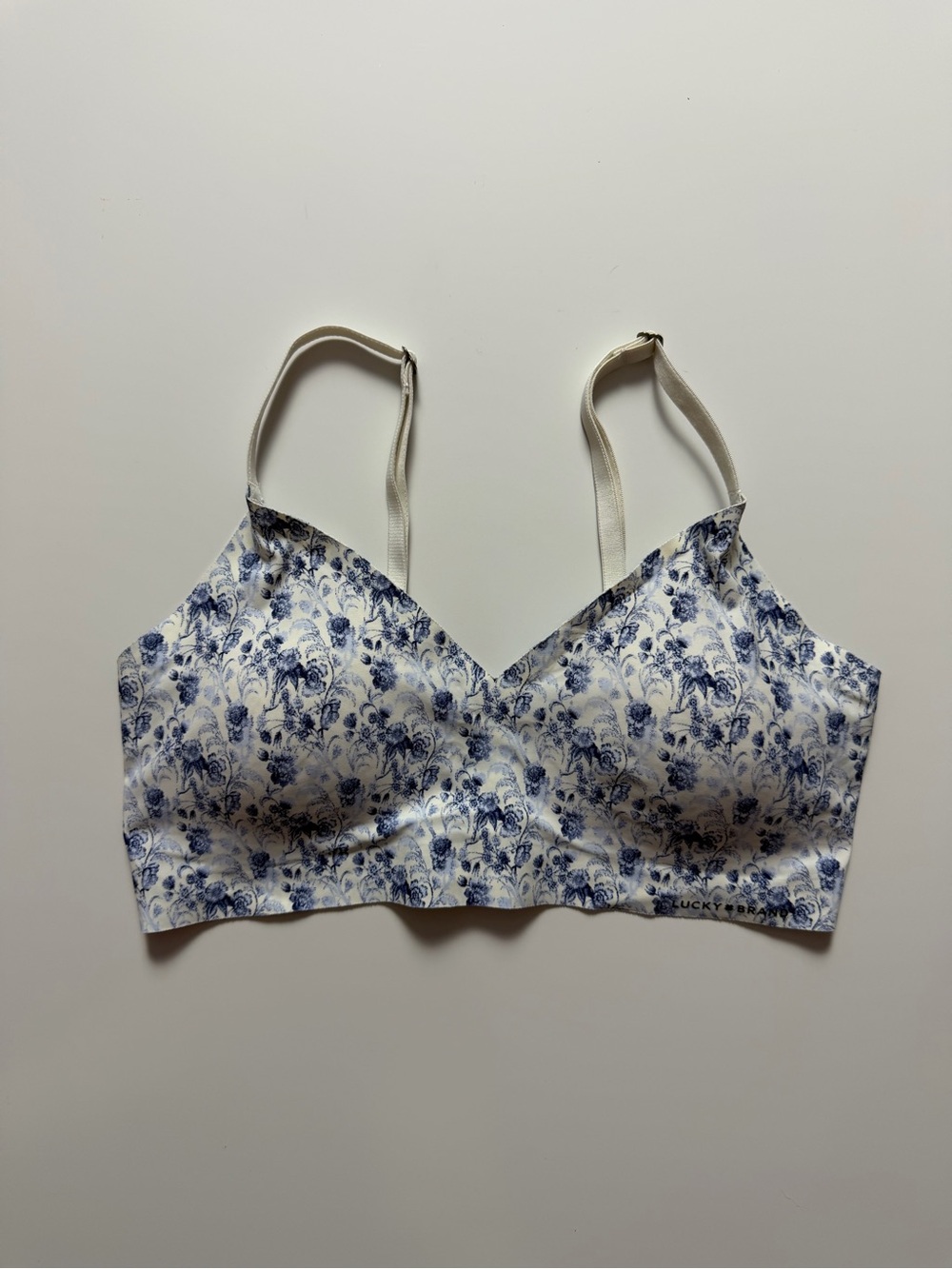 Lucky Brand Floral Padded Bralette, Blue/White, Size L